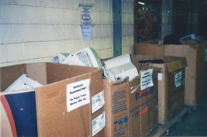 NVCC is throwing away boxes of computers.